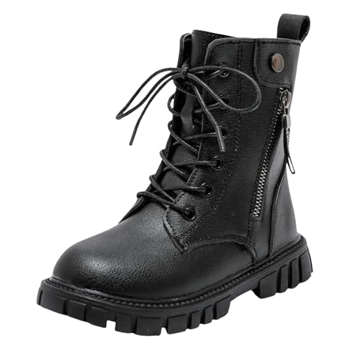 Winterstiefel Mädchen Warm Schlupfstiefel Wanderstiefel Weichsohlen Thermo Boots Schwarz Weiß Winterschuhe Große Größen Outdoor Kinderschuhe Rutschfeste Stiefeletten Leicht Stiefel von Guotobe