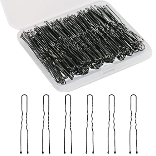 Guozihao U-förmige Haarklammer, 100 Stück Frauen Haarknoten Haarspange mit Aufbewahrungsbox (6.1 cm), (schwarz) von Guozihao