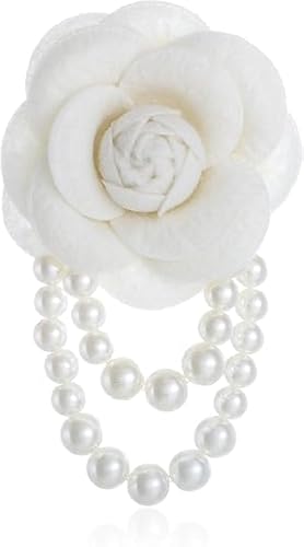 Guozihao Vintage Kamelie Perlen Quaste Broschen Armband Böhmische Perle Sicherheitsnadeln Armbänder Blume Haarnadel Kopfschmuck Schal Pins zierliche elegante Anstecknadel Hochzeit Party Kleid Zubehör von Guozihao