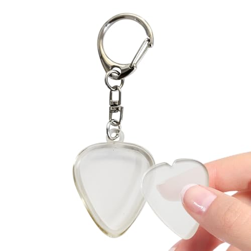 Gupcaqosjw Gitarrenplektron Etui Schlüsselanhänger | Transparente Herzförmige Plektron Hülle Schlüsselring | Musikinstrumentenzubehör Plektren Aufbewahrung Organizer Schlüsselanhänger Für Frauen von Gupcaqosjw