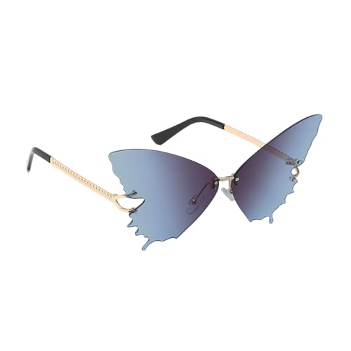 Gupcaqosjw Glas Schmetterling | Übergroße Brille - Schmetterlingsform Rahmenlose Übergröße Sonnenbrille Damen Anti-Blendung Stilvoll für Auto Urlaub Sommer Outdoor Gupcaqosjw Glas Schmetterling | Übergroße Brille - Schmetterlingsform Rahmenlose Übergröße Sonnenbrille Damen Anti-Blendung Stilvoll für Auto Urlaub Sommer Outdoor von Gupcaqosjw