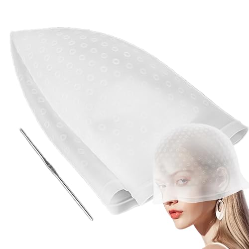 Gupcaqosjw Highlight-Kappe, Highlight-Haarkappe | Professionelle Highlight-Haarkappe | Haarfärbe-Highlighter-Kappe, wiederverwendbare Silikon-Highlighter-Kappe, zum Haarfärben mit Häkelnadel von Gupcaqosjw