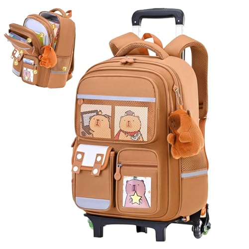 Gupcaqosjw Rollender Rucksack - Mit Capybara Muster Rucksack Auf Rädern | Höhenverstellbarer Trolley Großraum Reisetasche Für Kinder Schule Berufsschule College Gupcaqosjw Rollender Rucksack - Mit Capybara Muster Rucksack Auf Rädern | Höhenverstellbarer Trolley Großraum Reisetasche Für Kinder Schule Berufsschule College von Gupcaqosjw