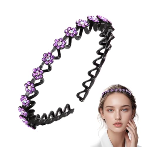 Gupcaqosjw Strass Stirnband Damen,Strass Stirnband mit Zähnen - Glänzendes Strass-Haarband für Mädchen, Pflaumenblüten-Design | Anti-Rutsch-Wellenkamm Zähne Haarnadel Gesichtswaschhilfe Haarspange von Gupcaqosjw