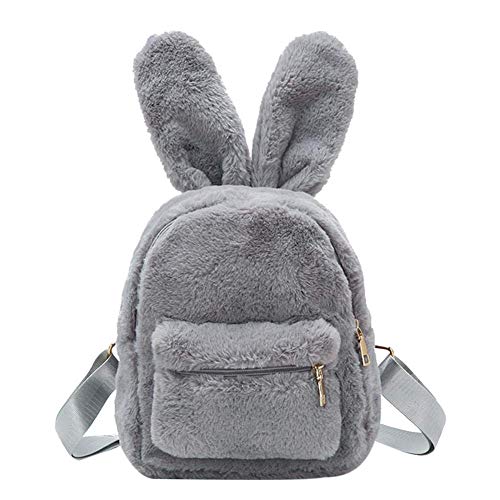 Damen 3D Plüsch Schulranzen Kaninchen Ohr Rucksack Rabbit Ear Schulrucksack (grau) von Gupiar