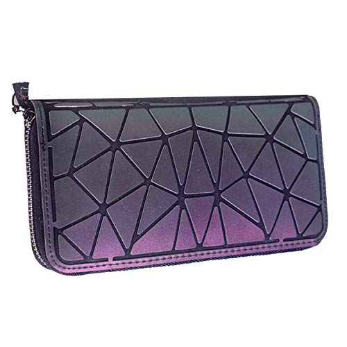 Damen Brieftasche Frauen Clutch Abendtasche Geometrische Ling Grid Leuchtende Farbwechsel Brieftasche (Luminous C) von Gupiar