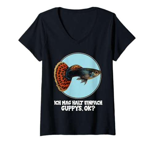 Damen Guppys Guppy T-Shirt mit V-Ausschnitt von Guppys Guppy Tier Shop
