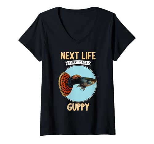 Damen Guppys Guppy T-Shirt mit V-Ausschnitt von Guppys Guppy Tier Shop