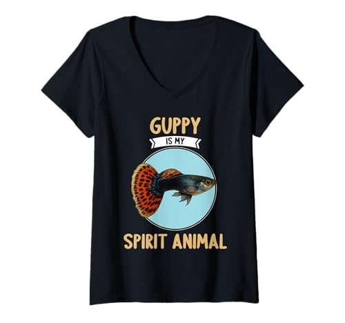 Damen Guppys Guppy T-Shirt mit V-Ausschnitt von Guppys Guppy Tier Shop