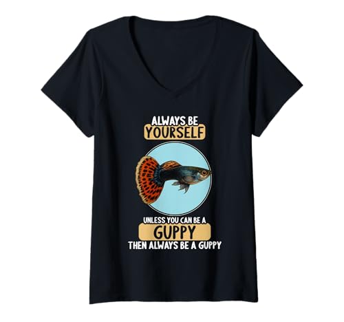 Damen Guppys Guppy T-Shirt mit V-Ausschnitt von Guppys Guppy Tier Shop