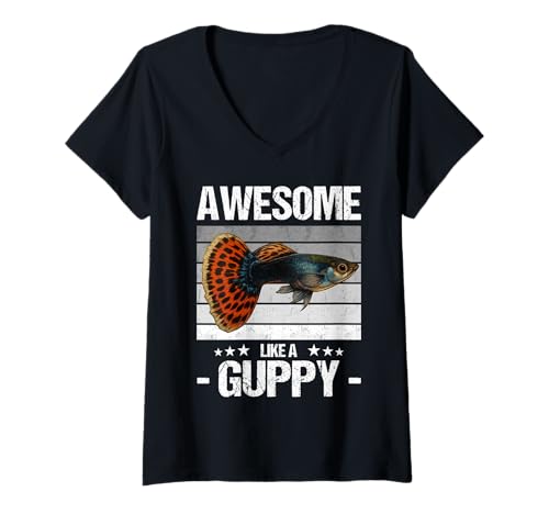 Damen Guppys Guppy T-Shirt mit V-Ausschnitt von Guppys Guppy Tier Shop