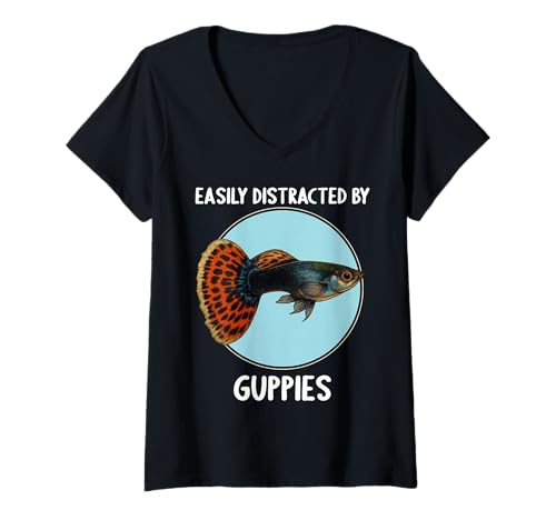 Damen Guppys Guppy T-Shirt mit V-Ausschnitt von Guppys Guppy Tier Shop