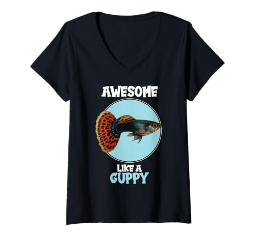Damen Guppys Guppy T-Shirt mit V-Ausschnitt von Guppys Guppy Tier Shop