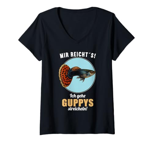 Damen Guppys Guppy T-Shirt mit V-Ausschnitt von Guppys Guppy Tier Shop