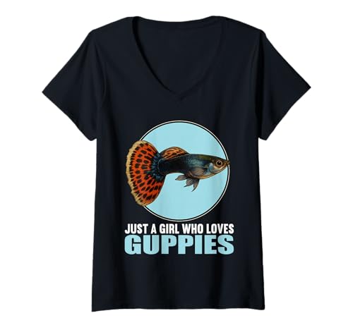 Damen Guppys Guppy T-Shirt mit V-Ausschnitt Damen Guppys Guppy T-Shirt mit V-Ausschnitt von Guppys Guppy Tier Shop