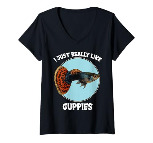 Damen Guppys Guppy T-Shirt mit V-Ausschnitt von Guppys Guppy Tier Shop