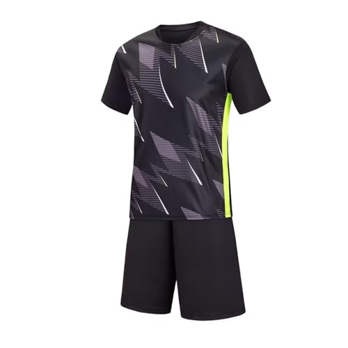 Bekleidungssets für Jungen Trikot Kinder Trainingsanzug Sport T-Shirt und Shorts Set Atmungsaktive Sportkleidung und Kurze Hose Zweiteiler Sommer Jogginganzug 2 Teiler Outfit Schwarz, 14 Jahre von Guqmjde