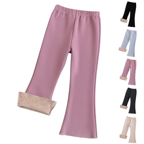 Guqmjde Schlaghose Mädchen Hosen Baumwolle Leggings Einfarbig Sporthose Thermoleggings Baggy Hose Elastische Thermohose Klingelhose Loungehose Mode Freizeithose Thermo Winterhose Rosa,150 von Guqmjde