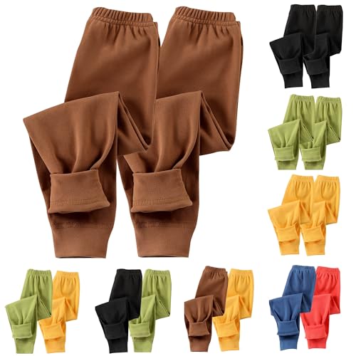 Guqmjde 2er Pack Mädchen Leggings Thermohose Jungen Baumwolle Thermo Hose Kinder Winterhose Fleece Thermoleggings Warme Elastische Taille Thermounterwäsche Bequem Fleecehose Freizeithose Kaffee 120 von Guqmjde