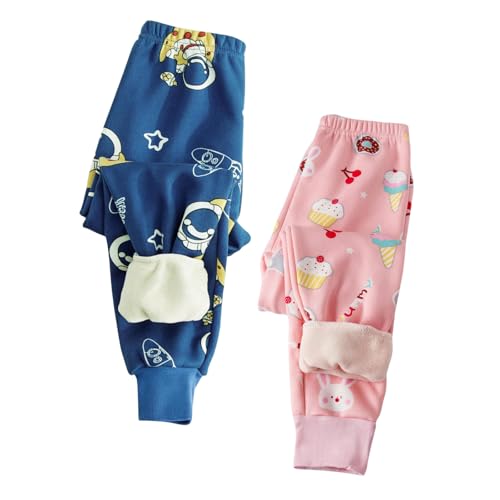 Guqmjde 2er Pack Thermo Leggings Mädchen Thermohose Jungen Thermoleggings Fleece Gefütterte Leggings Winter Warme Hose Thermounterwäsche High Waist Winterhose Kinder Hosen Blau 130 von Guqmjde
