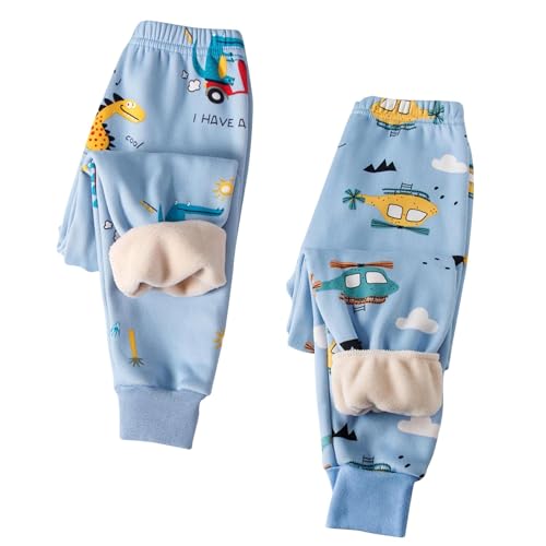 Guqmjde 2er Pack Thermo Leggings Mädchen Thermohose Jungen Thermoleggings Fleece Gefütterte Leggings Winter Warme Hose Thermounterwäsche High Waist Winterhose Kinder Hosen Blau 130 von Guqmjde