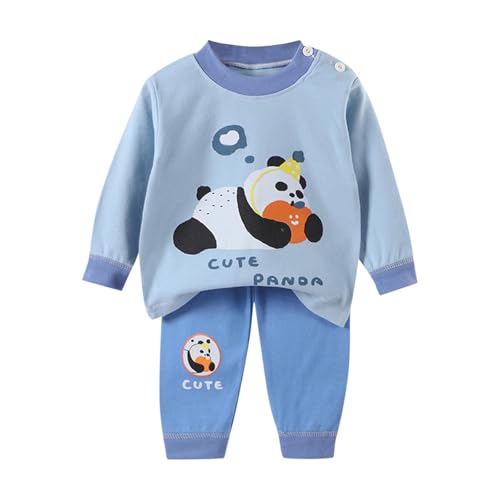 Guqmjde Baby Schlafanzug Mädchen Pyjama Set Baumwolle Bekleidungssets für Jungen Hausanzug Zweiteilig Niedliche Kuschelanzug Kinder Anzug Lässiger 2 Teiler Outfit Mode Kinderkleidung Silber 73 von Guqmjde