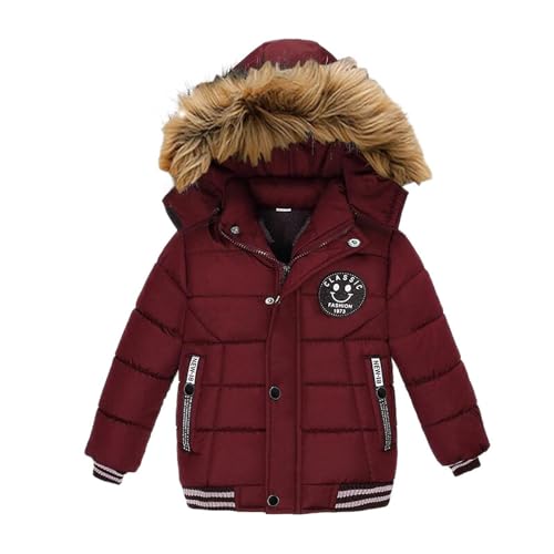 Guqmjde Daunenjacke Jungen Winterjacke Kinder Mantel Wintermantel Verdicken Puffer Jacket Outdoor Jacken Daunenmantel Kapuzenjacke Outdoorjacke Thermojacke Rot,120/Xxl von Guqmjde