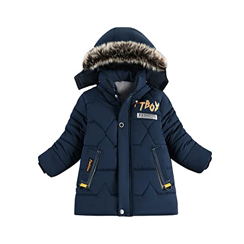 Guqmjde Jungen Winterjacke Kinder Daunenjacke Coole Wintermantel Reißverschluss Mantel Jacken Puffer Jacket Casual Daunenmante Kapuzenjacke Thermojacke Outdoorjacke Marineblau, 9–10 Jahre von Guqmjde