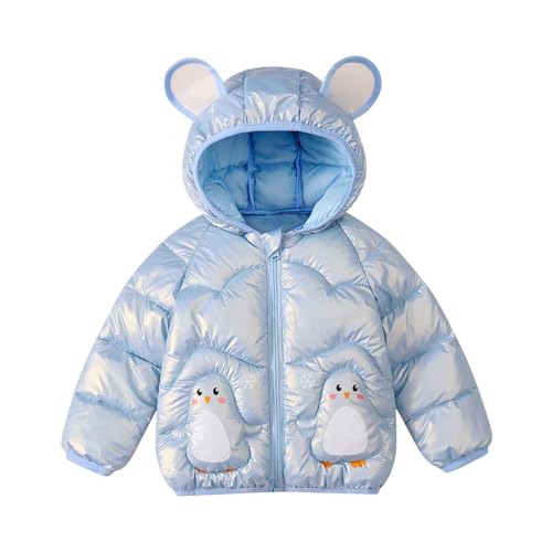 Guqmjde Daunenjacke Mädchen Winterjacke Thermal Mantel Wintermante Jacken Puffer Jacket Kapuzenjacke Warm Klamotten Daunenmantel Outdoorjacke Thermojacke Hellblau,90 von Guqmjde