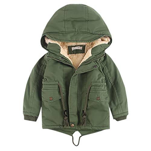 Guqmjde Kinder Parka Warm Winterjacke Baumwolle Daunenmantel Mantel Wintermantel Winterparka Jacken Kapuzenjacke Verdicken Coat Mädchen Steppjacke Armeegrün, 4–5 Jahre von Guqmjde
