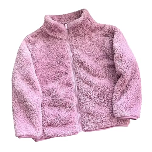 Guqmjde Prime Teddy Fleecejacke Mädchen Winterjacke Fleecejacke Kinder Thermal Mantel Sweatjacke Warm Jacken Wintermantel Plüschjacke Übergangsjacke Outdoorjacke Flauschjacke Lila, 150 Cm von Guqmjde