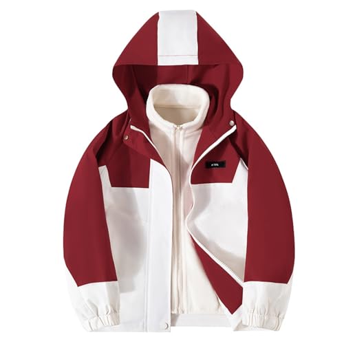 Guqmjde Regenjacke Jungen Softshelljacke Kinder Winterjacke Wasserdicht Mantel 3 In 1 Jacke Jacken Übergangsjacken Funktionsjacke Kapuzenjacke Wanderjacke Sale Angebote Rot, 14 Jahre von Guqmjde