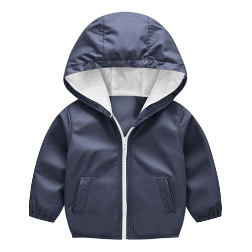 Guqmjde Regenjacke Kinder Übergangsjacke Mädchen Winddicht Jacke Wasserdichte Softshelljacke Outdoorjacke Windjacke Wanderjacke Lässiger Mantel Kapuzenjacke Funktionsjacke Marine 110 von Guqmjde