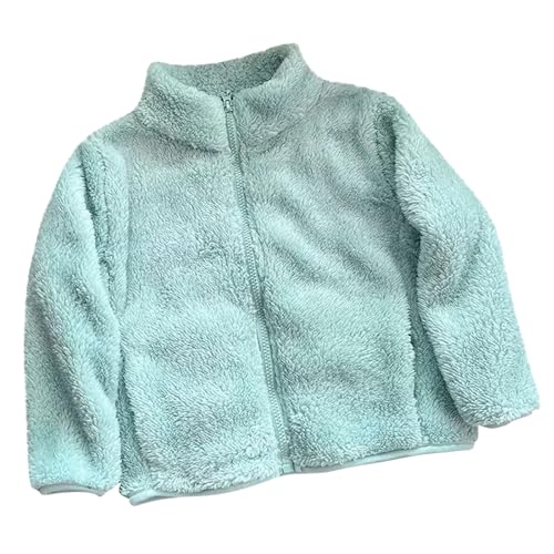 Guqmjde Teddy Fleecejacke Mädchen Winterjacke Fleecejacke Kinder Thermal Mantel Sweatjacke Warm Jacken Wintermantel Plüschjacke Übergangsjacke Outdoorjacke Flauschjacke Grün, 130 Cm von Guqmjde