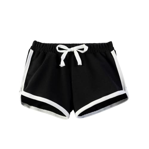 Guqmjde Shorts Mädchen Baumwolle Sporthose Kurz Badeshorts Gym Shorts Hohe Taille Radlerhose Kurze Hose Sport Shorts Sommerhose Strandhose Kuschelhose Schwarz, 7 Jahre von Guqmjde