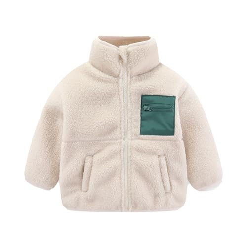 Guqmjde Teddy Fleecejacke Kinder Winterjacke Sweatjacke Jungen Fleecefütterung Mantel Casual Wintermantel Jacken Plüschjacke Stehkragen Übergangsjacke Flauschjacke Weiß, 2 Jahre von Guqmjde