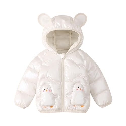 Guqmjde Daunenjacke Mädchen Winterjacke Thermal Mantel Wintermante Jacken Puffer Jacket Kapuzenjacke Warm Klamotten Daunenmantel Outdoorjacke Thermojacke Weiß,90 von Guqmjde