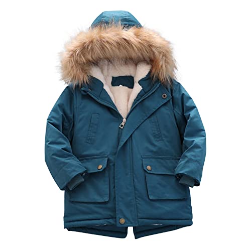 Guqmjde Winterjacke Jungen Daunenjacke Kinder Baumwolle Mantel Classic Wintermantel Jacken Puffer Jacket Kapuzenjacke Thermal Daunenmantel Outdoorjacke Thermojacke Blau, 9-10 Jahre von Guqmjde