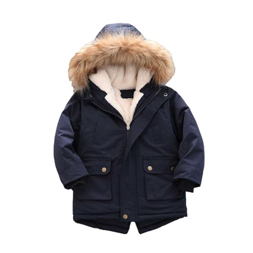 Guqmjde Winterjacke Jungen Daunenjacke Kinder Baumwolle Mantel Wintermantel Jacken Puffer Jacket Kapuzenjacke Thermal Daunenmantel Outdoorjacke Thermojacke Marineblau, 4–5 Jahre von Guqmjde