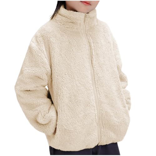 Guqmjde Winterjacke Mädchen Fleecejacke Kinder Warme Mantel Teddy Wintermantel Casual Jacken Weiche Plüschjacke Bequem Teddyjacke Outdoorjacke Fleecejacken Übergangsjacke Flauschjacke Beige 150 von Guqmjde