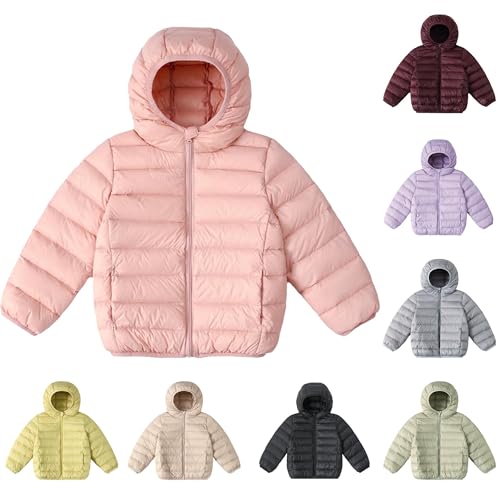 Guqmjde Winterjacke Mädchen Leichte Steppjacke Daunenjacken Warme Kapuzenjacke Casual Jacke Wintermantel Winddicht Outdoorjacke Wintermantel Mit Kleidersack Kinderjacke Daunenmantel Rosa 110 von Guqmjde