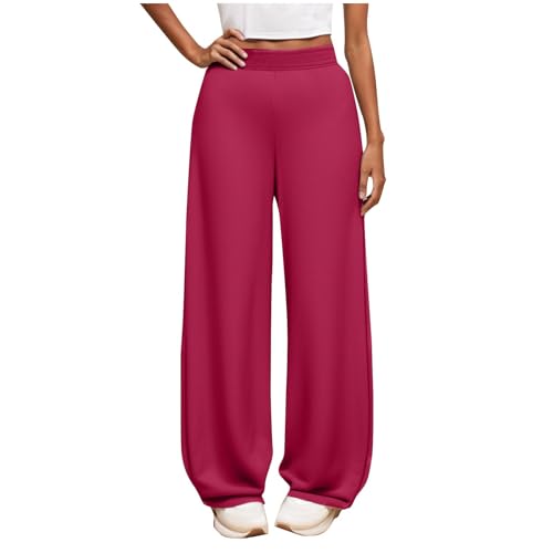 Jogginghose Mädchen Einfarbig Sporthose Lässiger Outdoorhose Kinder Hosen Baggy Hose Trainingshose Loose Sweatpants mit Taschen Kuschelhose Freizeithose Pink, 5–6 Jahre von Guqmjde