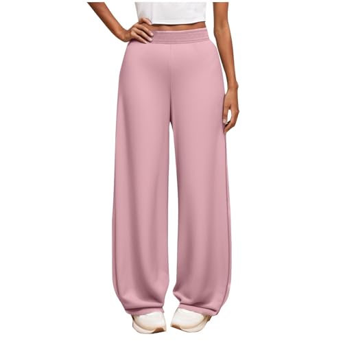 Jogginghose Mädchen Einfarbig Sporthose Lässiger Outdoorhose Kinder Hosen Baggy Hose Trainingshose Loose Sweatpants mit Taschen Kuschelhose Freizeithose Rosa, 5-6 Jahre von Guqmjde