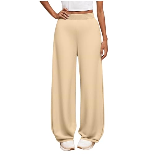 Jogginghose Mädchen Sporthose Lässiger Outdoorhose Kinder Hosen Bequem Baggy Hose Freizeit Trainingshose Loose Sweatpants mit Taschen Kuschelhose Elastischer Bund Freizeithose Beige, 12 Jahre von Guqmjde