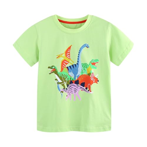 Jungen T-Shirt Baumwolle Tops Lässiger Tshirt Bedrucktes T Shirt Mode Sommerhemd Sommer Atmungsaktiv Kurzarm Kleidung Hemd Klamotten Rundhals Oberteile Warehouse Deal Grün, 6 Jahre von Guqmjde