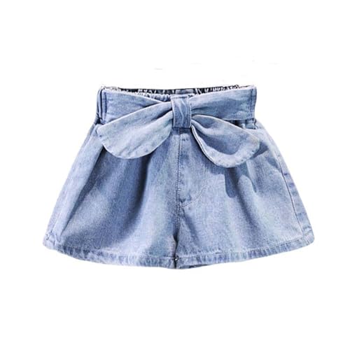 Mädchen Jeans Shorts Einfarbig Denim Kurze Hose Elastische Taille Hot Pants Hotpants Kurze Hose High Waist Sommerhose Casual Loose Y2K Hose Freizeit Kuschelhose Blau,160 von Guqmjde