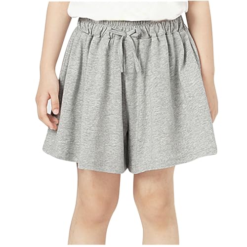 Mädchen Shorts Baumwolle Sporthose Kurz Einfarbig Gym Shorts Freizeit Laufen Radlerhose Loose Kurze Hose Sport Shorts Strandhose Sport Leichtgewicht Sommerhose Gray, 13 Jahre von Guqmjde