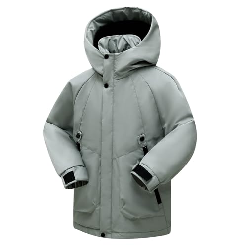 Regenjacke Kinder Winterjacke Mädchen Warme Daunenjacken Wasserdichte Skijacke Winddich Wanderjacke Mode Jacke Casual Outdoorjacke Sport Mantel Funktionsjacke Puffer Jacket Thermojacke Grün 130 von Guqmjde