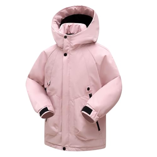 Regenjacke Kinder Winterjacke Mädchen Warme Daunenjacken Wasserdichte Skijacke Winddich Wanderjacke Mode Jacke Casual Outdoorjacke Sport Mantel Funktionsjacke Puffer Jacket Thermojacke Rosa 130 von Guqmjde