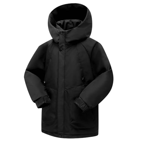 Regenjacke Kinder Winterjacke Mädchen Warme Daunenjacken Wasserdichte Skijacke Winddich Wanderjacke Mode Jacke Casual Outdoorjacke Sport Mantel Funktionsjacke Puffer Jacket Thermojacke Schwarz 150 von Guqmjde